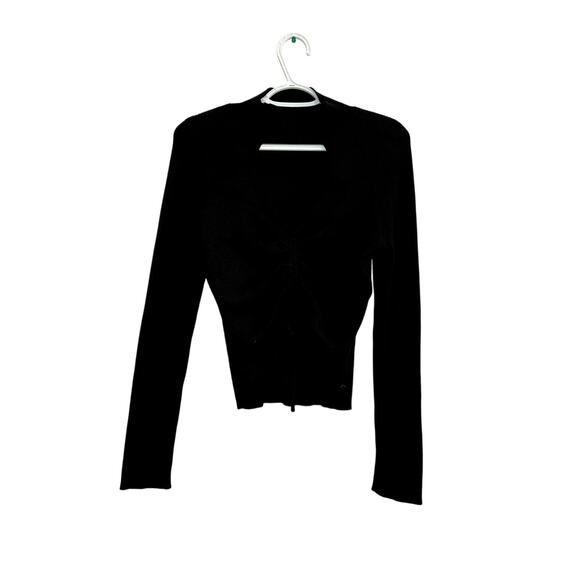 Hooked up black cut out cinched tie up sweater womens large coquette urban fairy - Picture 1 of 7
